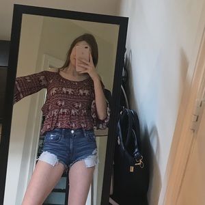 Cropped elephant pattern blouse from forever21